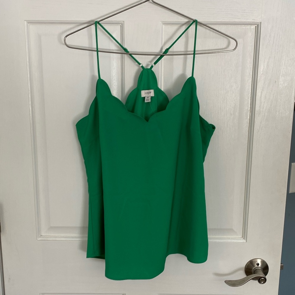 NWT J. Crew Scalloped Cami Top - Green - Size 10